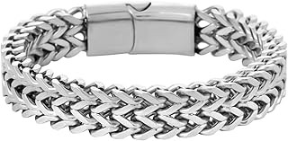 Peora Silver Plated Stainless Steel Metal Openable Fancy Bracelet Stylish Jewellery Gift for Men Boys